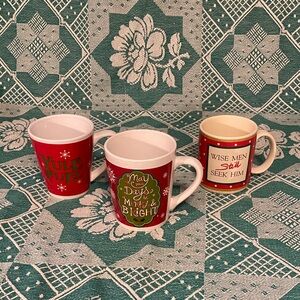 Festive Red Holiday Mugs Set